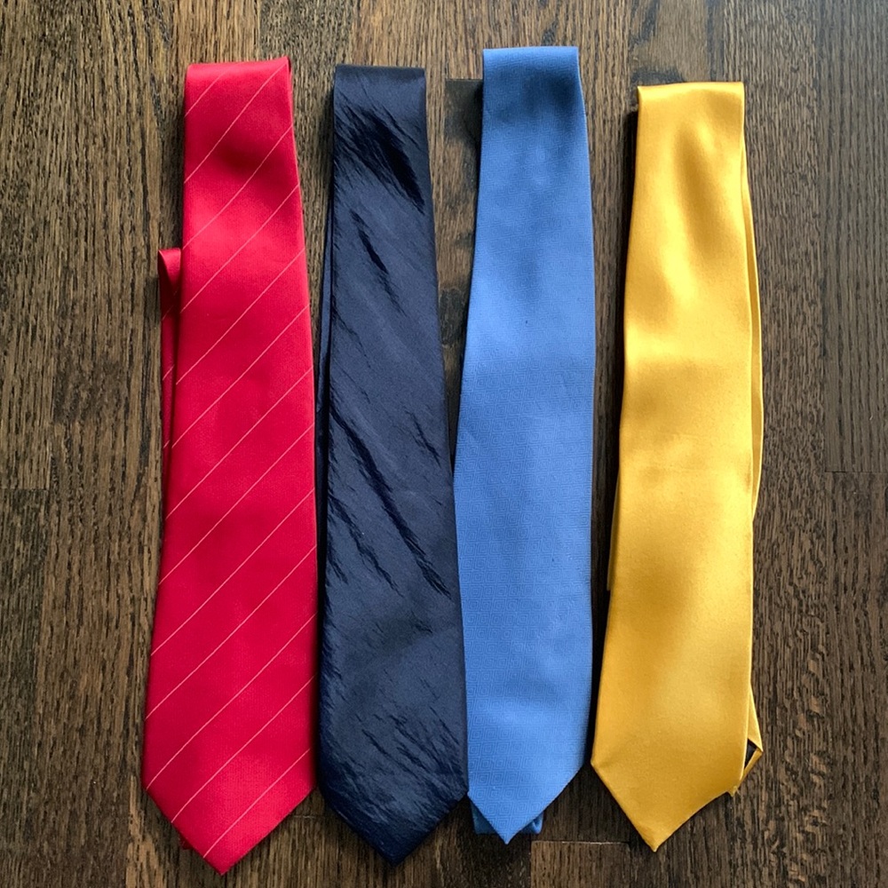 Various ties - blue, navy blue, yellow and stripped red ties. Great condition.